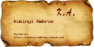 Kubinyi Ambrus névjegykártya