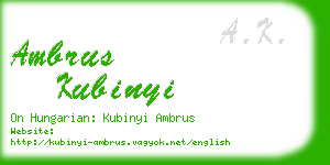 ambrus kubinyi business card